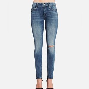MOTHER Blue Distressed Skinny Jeans